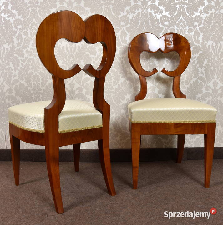 Dwa krzesła biedermeier czereśnia kopie politura