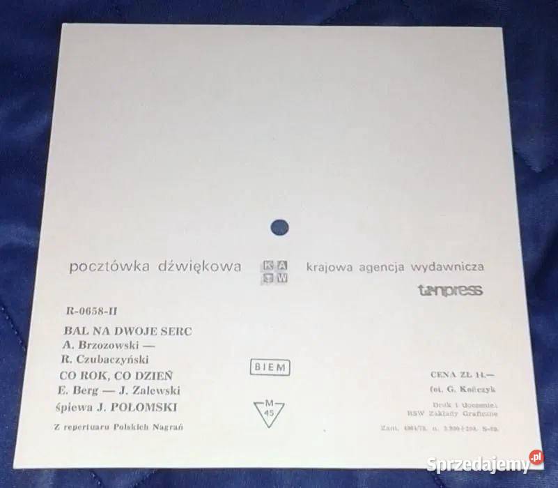 Pocztówka dźwiękowa J Połomski sprzedam