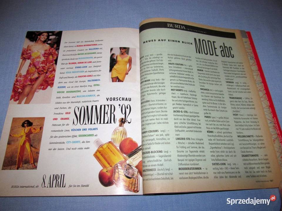 Burda International Wiosna 1992 moda szycie Czasopisma Skępe