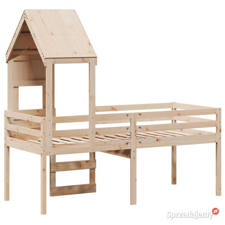Wysokie łóżko z daszkiem lite drewno sosnowe 195cm mazowieckie