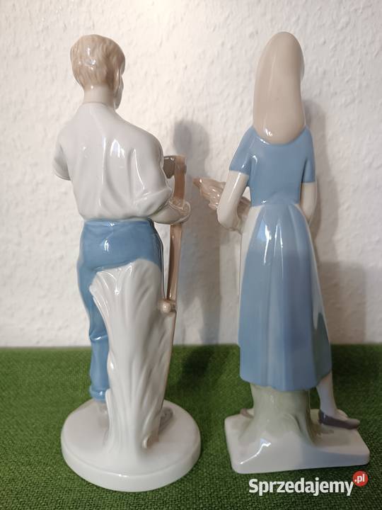 Figurki z porcelany żniwiarz i żniwiarka