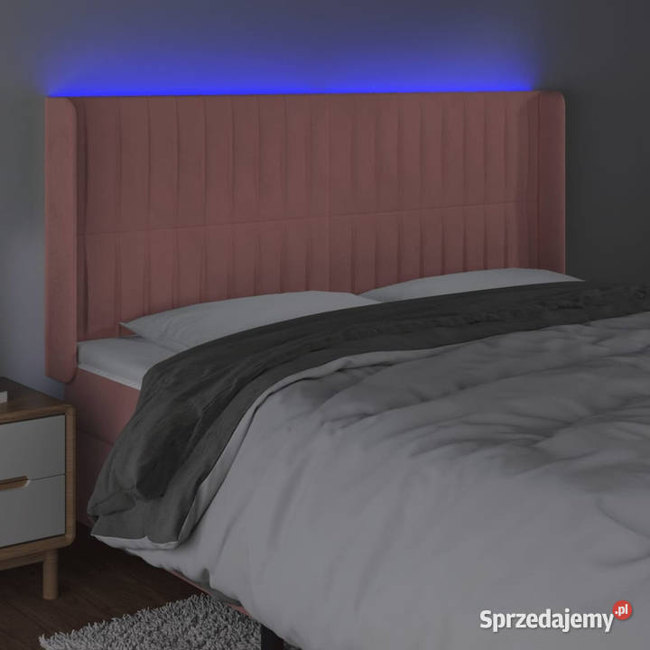 Zagłówek do łóżka z LED różowy 163x16x118128