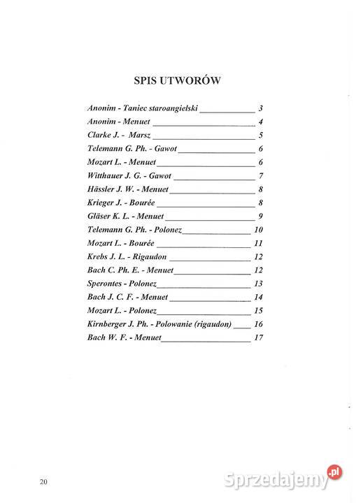 Zbiór Tańców z XVII i XVIII wieku na akordeon sprzedam