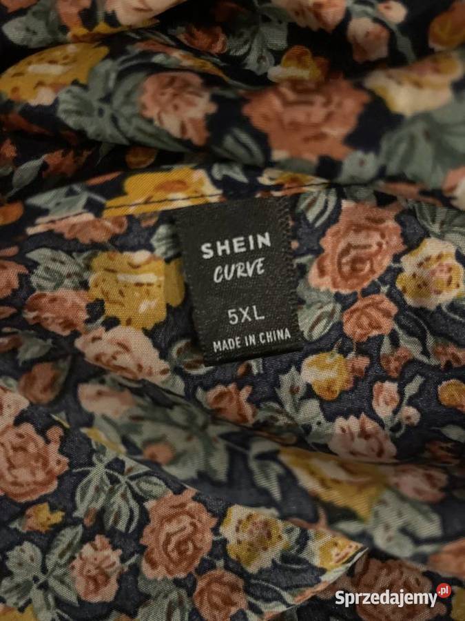 Shein Curve sukienka modny wzór kwiaty floral pomarańczowy Choszczno sprzedam