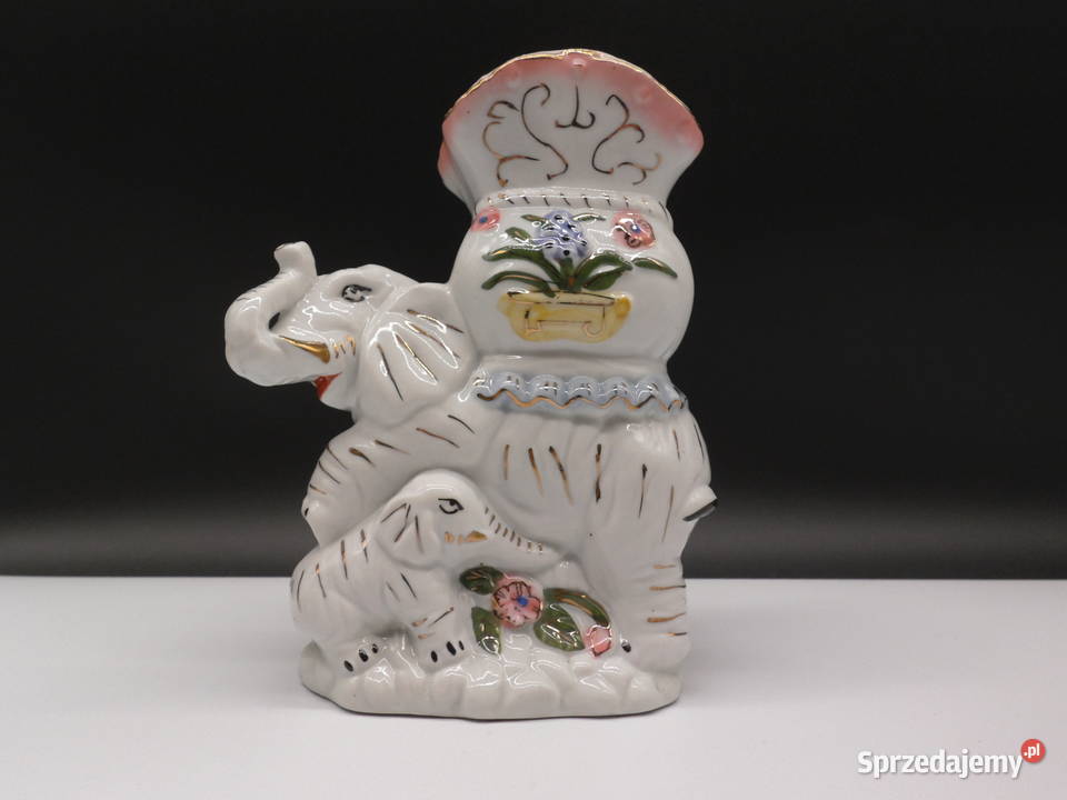 Ceramiczny wazon figurka Słoń z małym słonikiem Raszków sprzedam