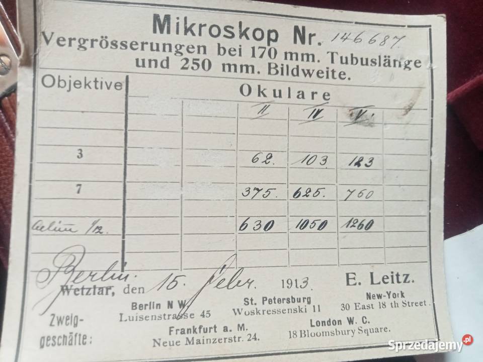 Mikroskop Leitz Wetzlar etui stara Leica 1913r Grójec