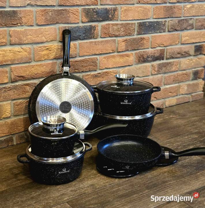 299 Garnki marmurkowe czarne 12 elementów Garnki i szybkowary Zabrze