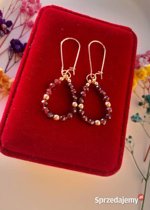 Kolczyki z naturalnym kamieniem granat