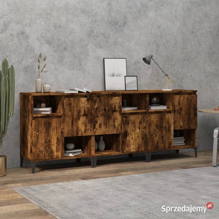 vidaXL Komody 3 przydymiony dąb 60x35x70