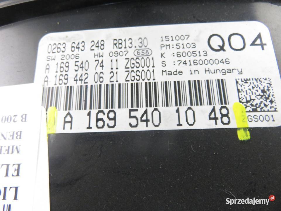 LICZNIK MERCEDESBENZ BCLASS W245 B 200 CDI osobowe