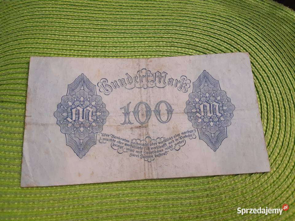 banknot niemiecki 100 marek z 1922r Łomża