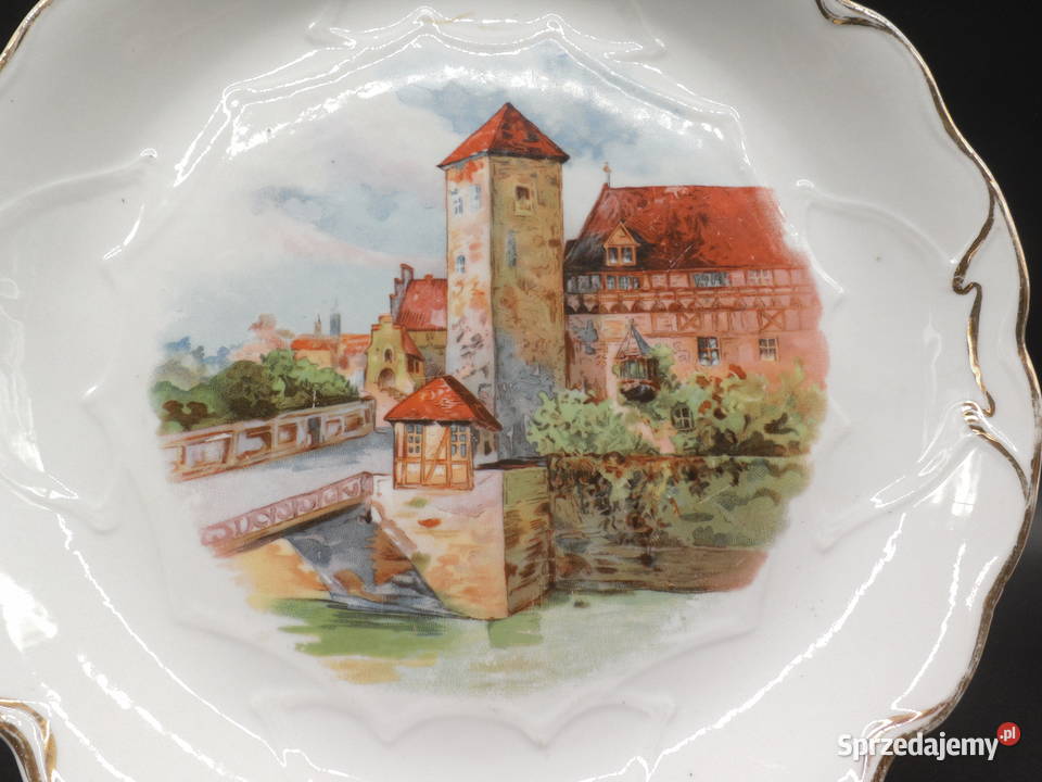 Porcelanowy talerz z malowniczym pejzażem Raszków