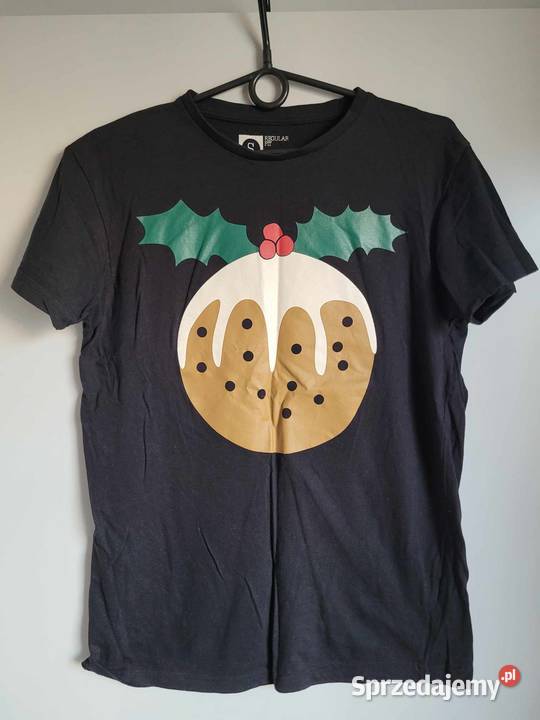 Czarny Tshirt z fajnym nadrukiem Warszawa
