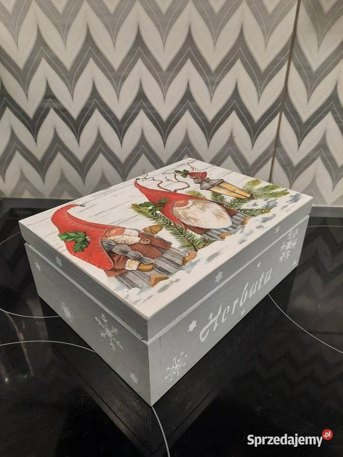Herbaciarka świąteczna skrzaty pudełko na Kędzierzyn-Koźle