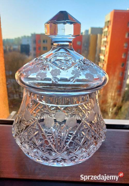 Piękna bomboniera kryształowa PRL Wrocław