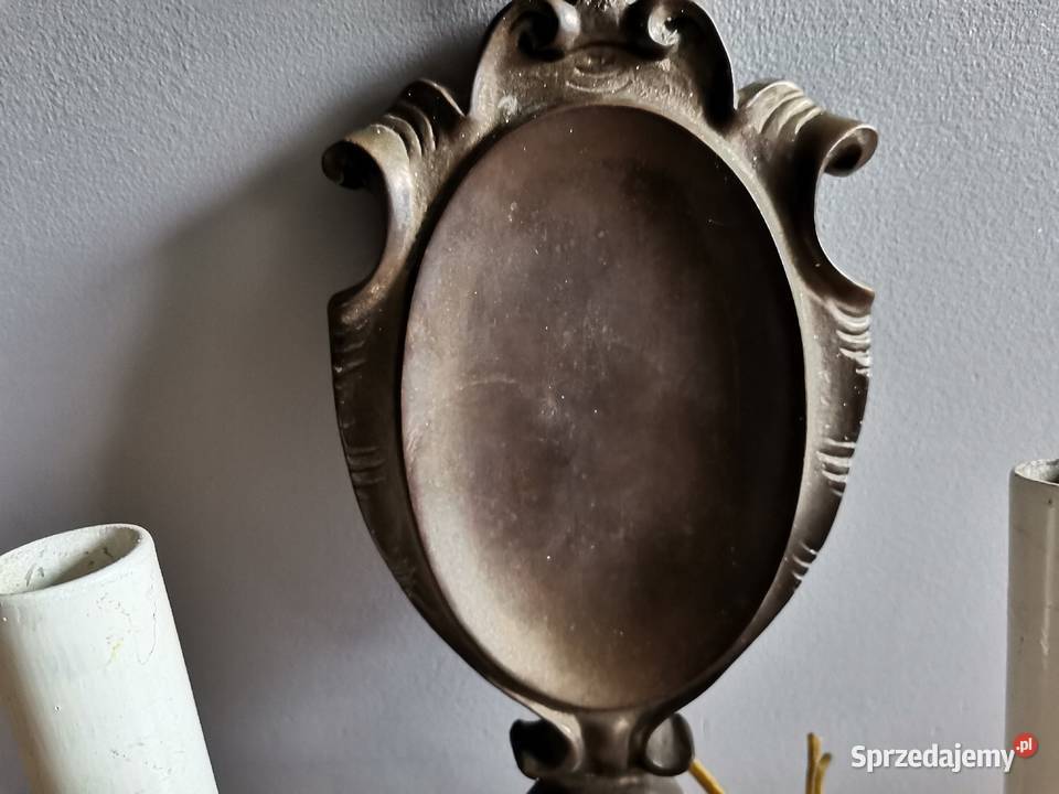 Stary mosiężny kinkiet z orłem lampa mosiądz