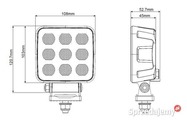 Lampa robocza LED kwadratowa 90W 6800lm 1224V Kamionna