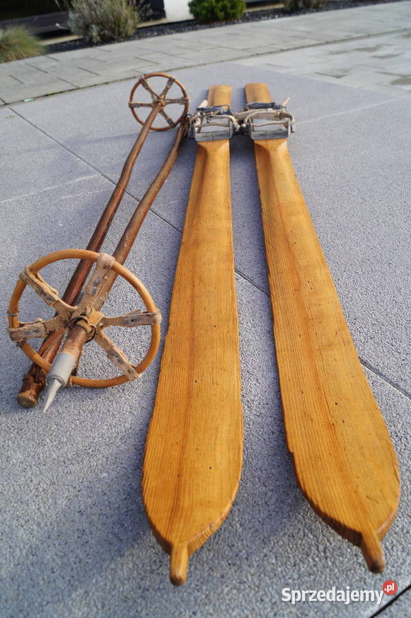 Stare narty jesionowe 177 z kijkami Pozostałe Pruchnik