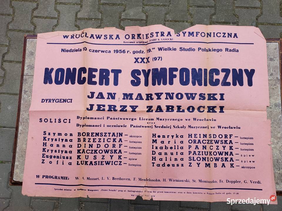 Stary afisz plakat Wrocław koncert symfoniczny Antyki pomorskie Tczew