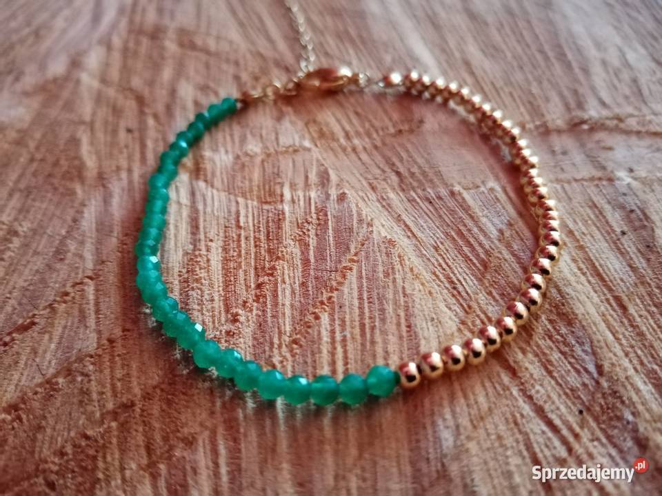 Bransoletka na rękę z zielonego agatu stali Kocmyrzów