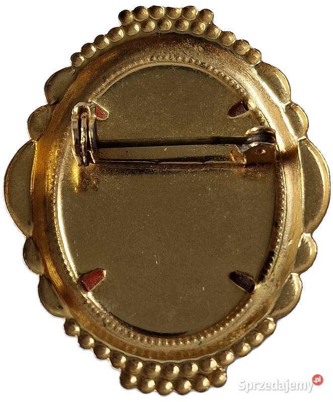 VINTAGE BROSZA KAMEA Z BAKELITU W STYLU ART DECO pozłacane Biżuteria śląskie Częstochowa