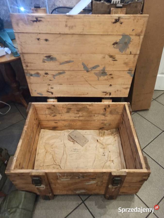 Drewniana skrzynia wojskowa niemalowana 81x 61 x łódzkie Skierniewice