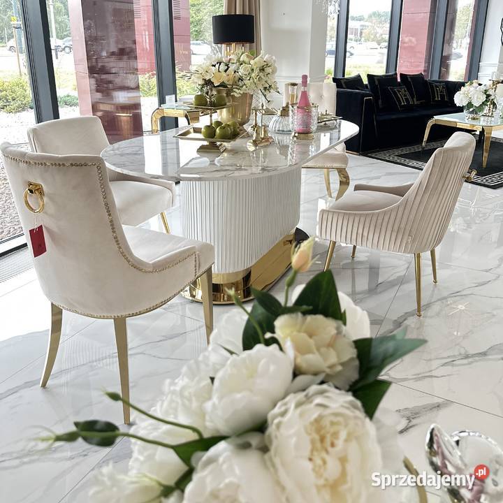 STÓŁ ROYAL Glamour Designerski Biały Złoty mazowieckie Warszawa