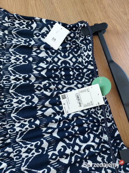 Spódnica granatowa biała 42 XL CA maxi długa Warszawa