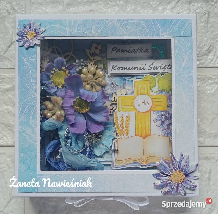 KOMUNIA ŚWIĘTA kartka ręcznie robiona pamiątka