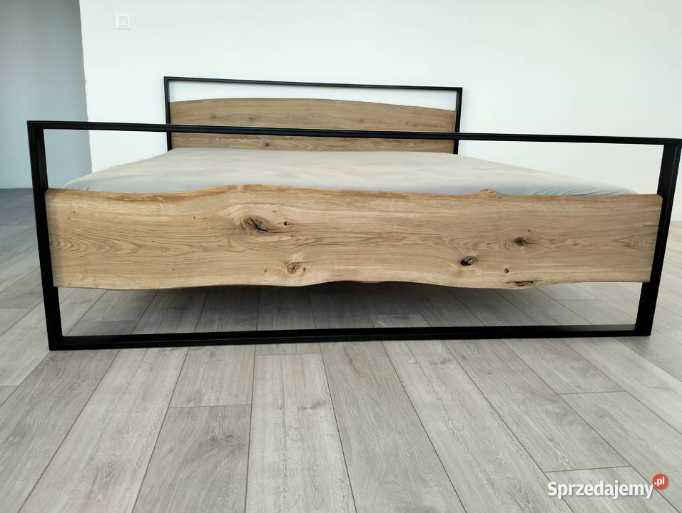 Łóżko drewniane dębowe LOFT 160180x200 z Łóżka, wersalki i sofy pomorskie Bytów