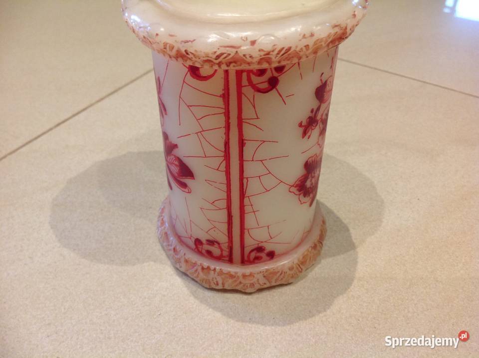 Duża Świeca Zdobiona Vintage Nowa Sól