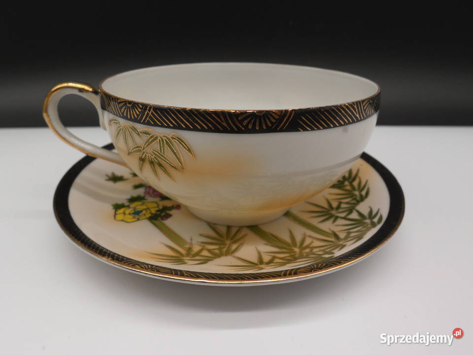 Stara Japońska Filiżanka ze Spodkiem EGGSHELL Porcelana i szkło