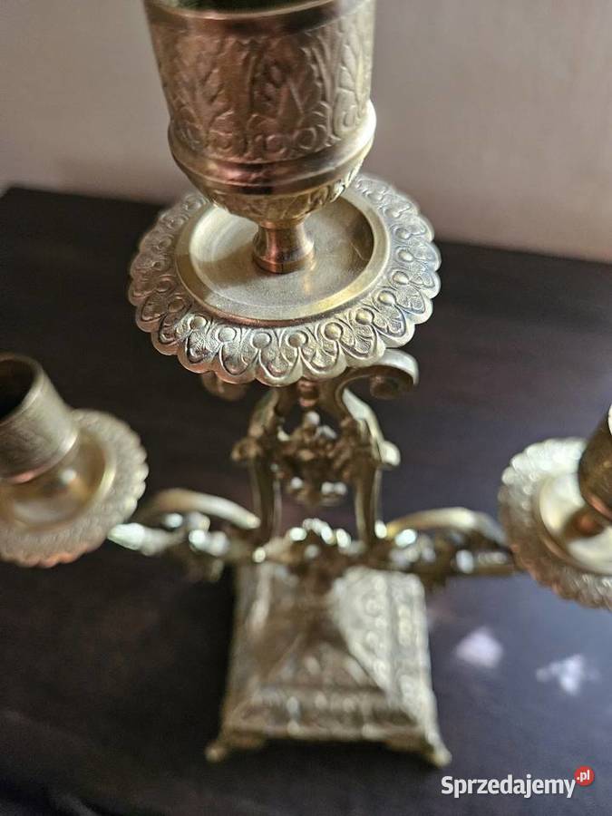 Mosiężny świecznik trójramienny kandelabry Kowal
