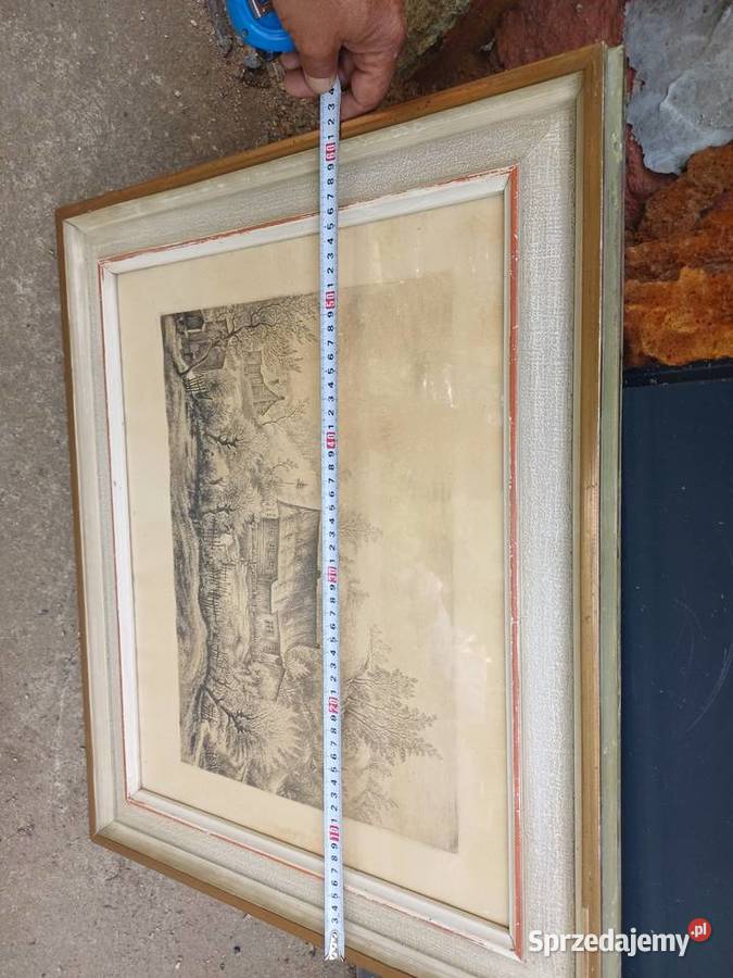 Stara 100 lat grafika sygnowana Malarstwo Lubań sprzedam