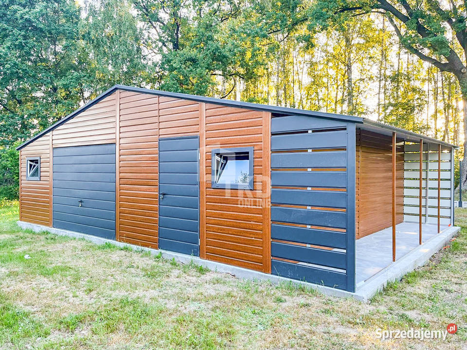 Garaż Blaszany 85x6m Wiata 15x6m Brama Uchylna blacha Gniezno