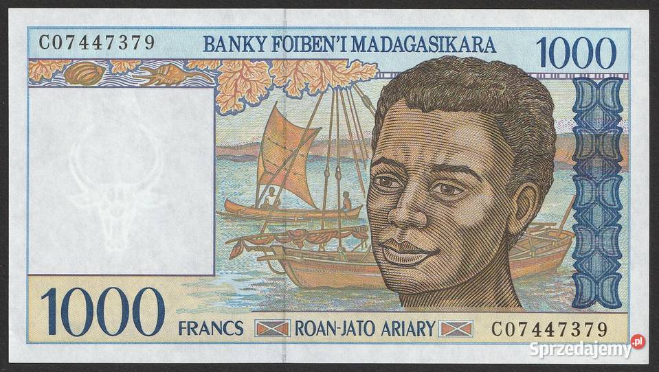MADAGASKAR 1000 FRANKÓW 1994 STAN BANKOWY UNC Numizmatyka Łódź