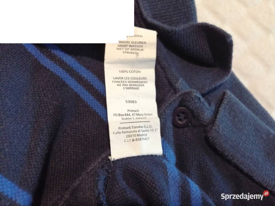 Koszulka krótki r paski granatowa 104 Primark niebieski Odzież Czeladź