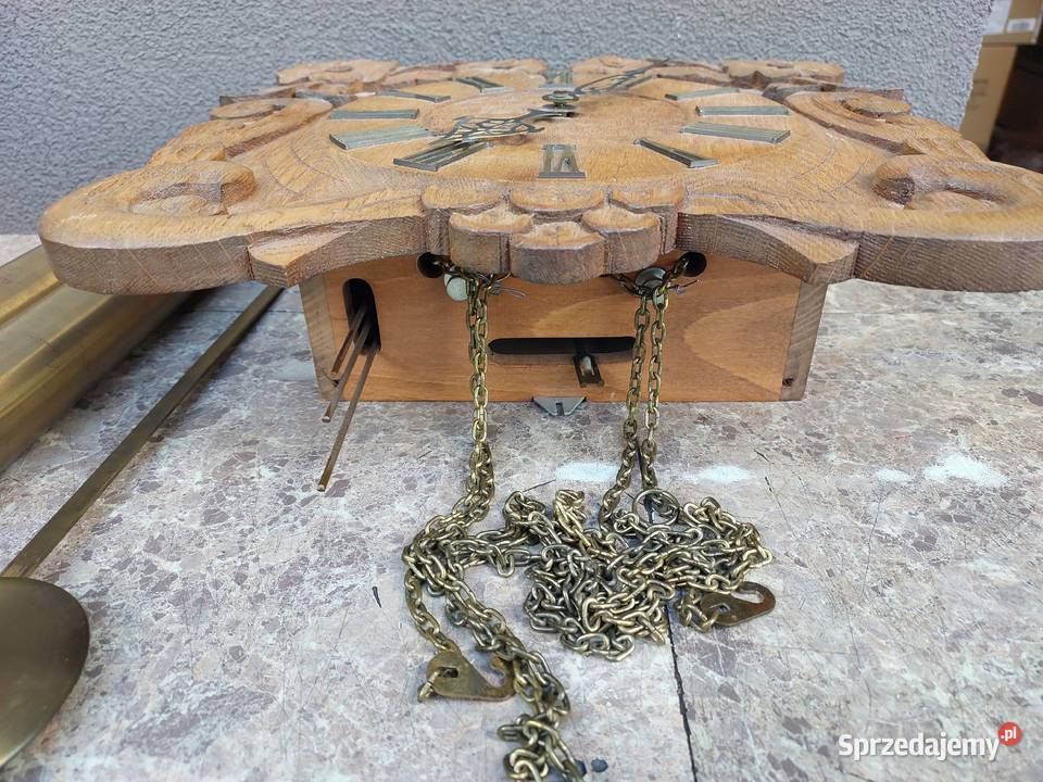 Stary zegar ścienny Brixon 1971r rzeźbiony beżowy Tczew