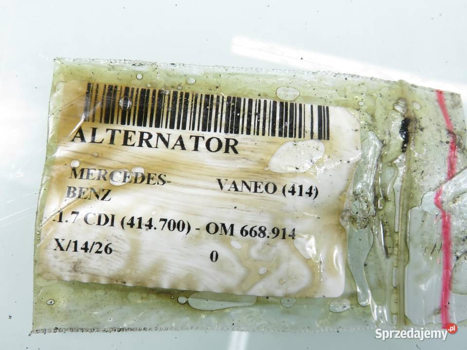 ALTERNATOR MERCEDES 414 17 CDI A6681540202 małopolskie sprzedam
