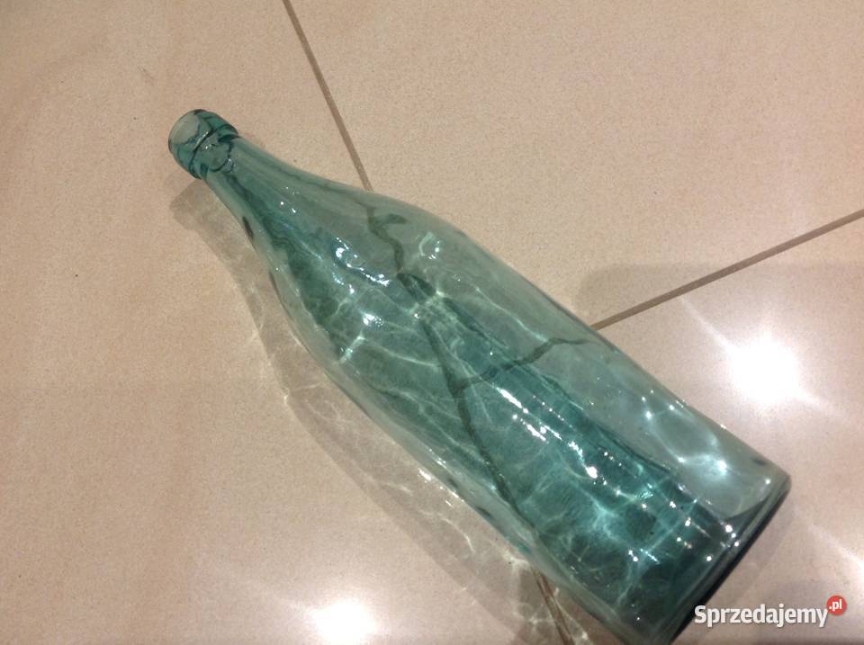 Stara Butelka Szklana Błękitne Szkło Nowa Sól