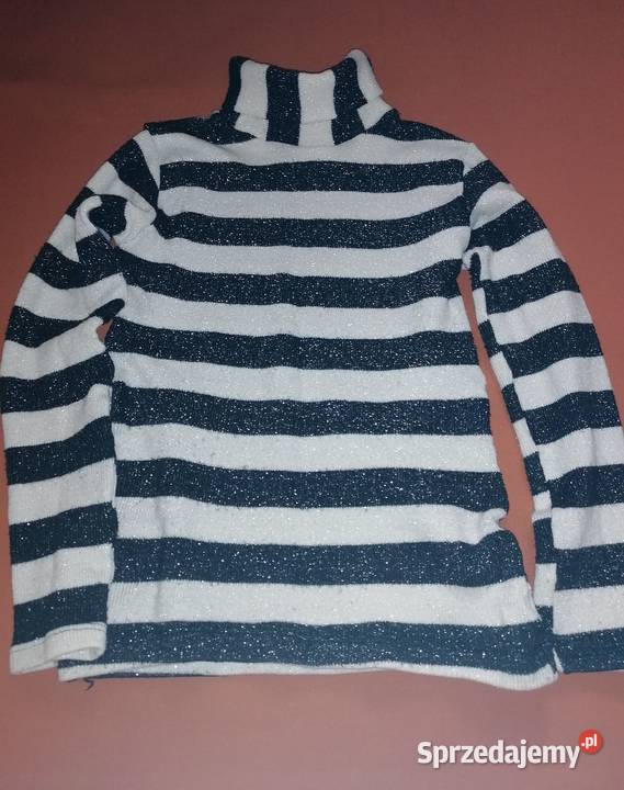 Golf brokatowysweter białoczarny rozmiar 134 Łódź