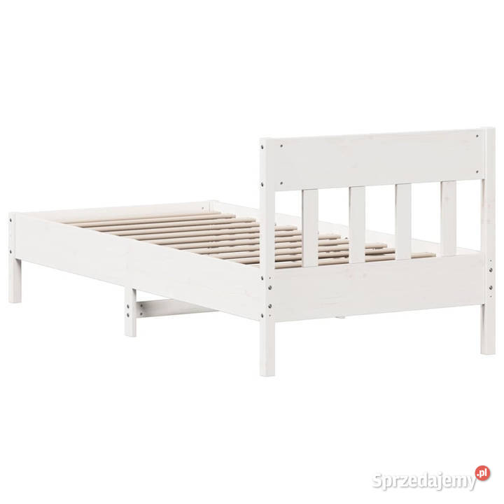 Rama łóżka bez materaca biała lite drewno 195cm sprzedam