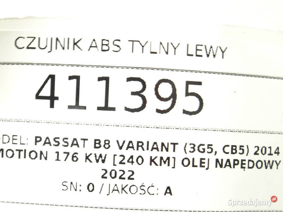 CZUJNIK ABS TYLNY LEWY VW PASSAT B8 10071155583 osobowe Układ ABS i ESP podkarpackie