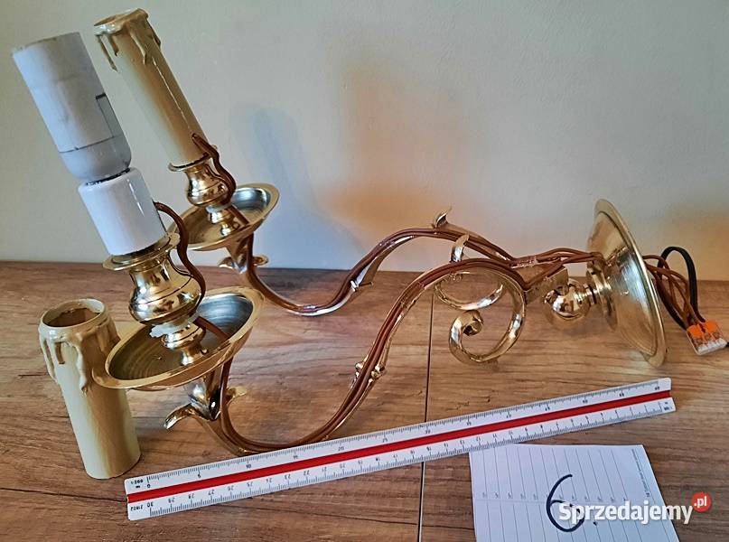Kinkiet kinkiety podwójne mosiężne przedwojeene Ostrów Wielkopolski
