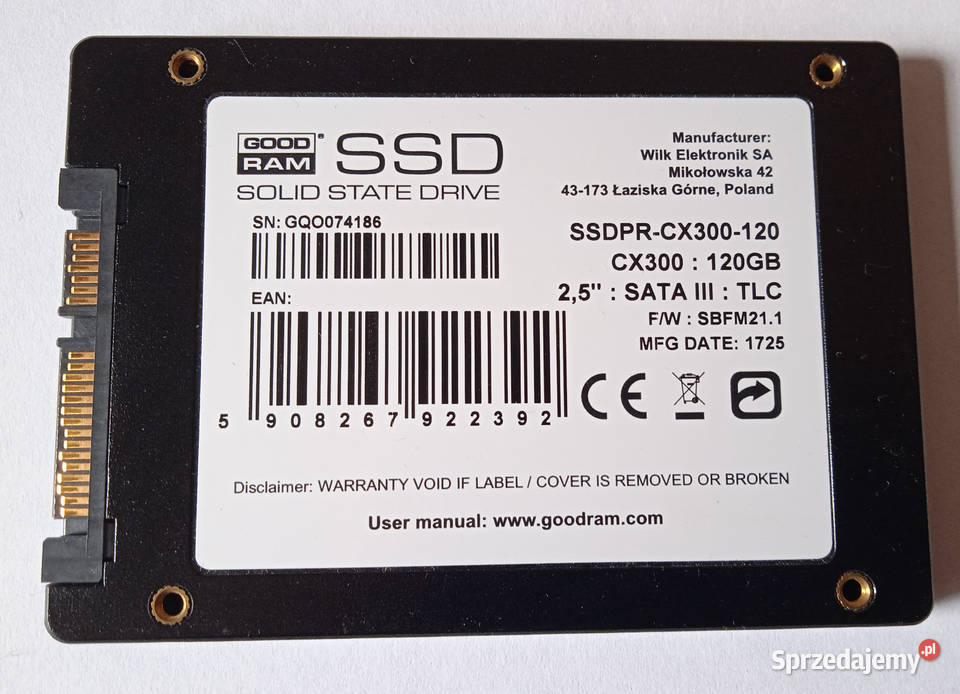 Dysk SSD Goodram CX300 120GB SATA III 6 Gbs 25 Komputery i Akcesoria sprzedam