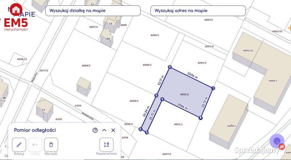 sprzedaży działki 912m2 Augustów wypusty 22.72m