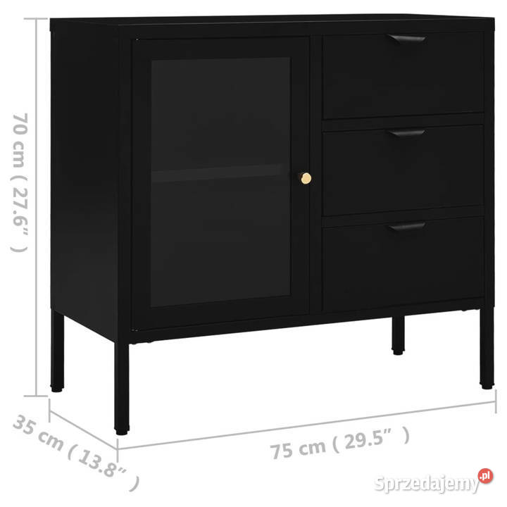 Komoda czarna 75x35x70 stal i szkło hartowane Warszawa