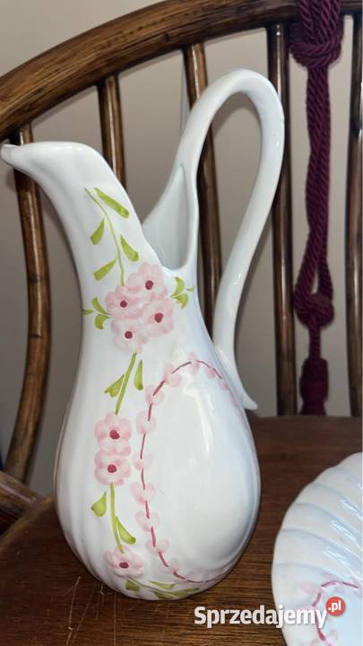 Misa i dzbanek Biała gruba porcelana z bukietem Gdańsk