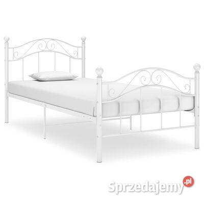 vidaXL Rama łóżka biała metalowa 90 x 200