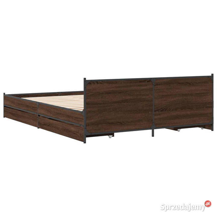 Rama łóżka z szufladami brązowy dąb 150x200